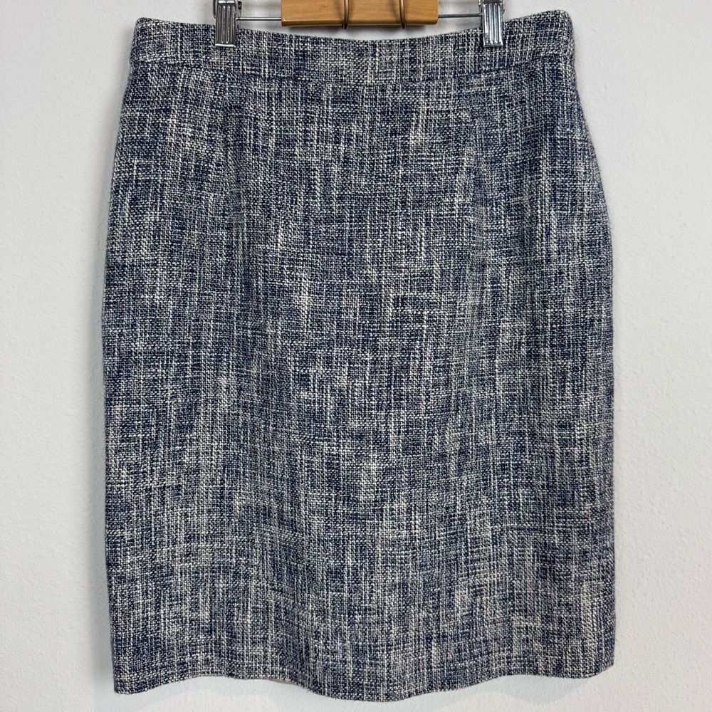 Pendleton Tweed Navy Cream Pencil Skirt 4